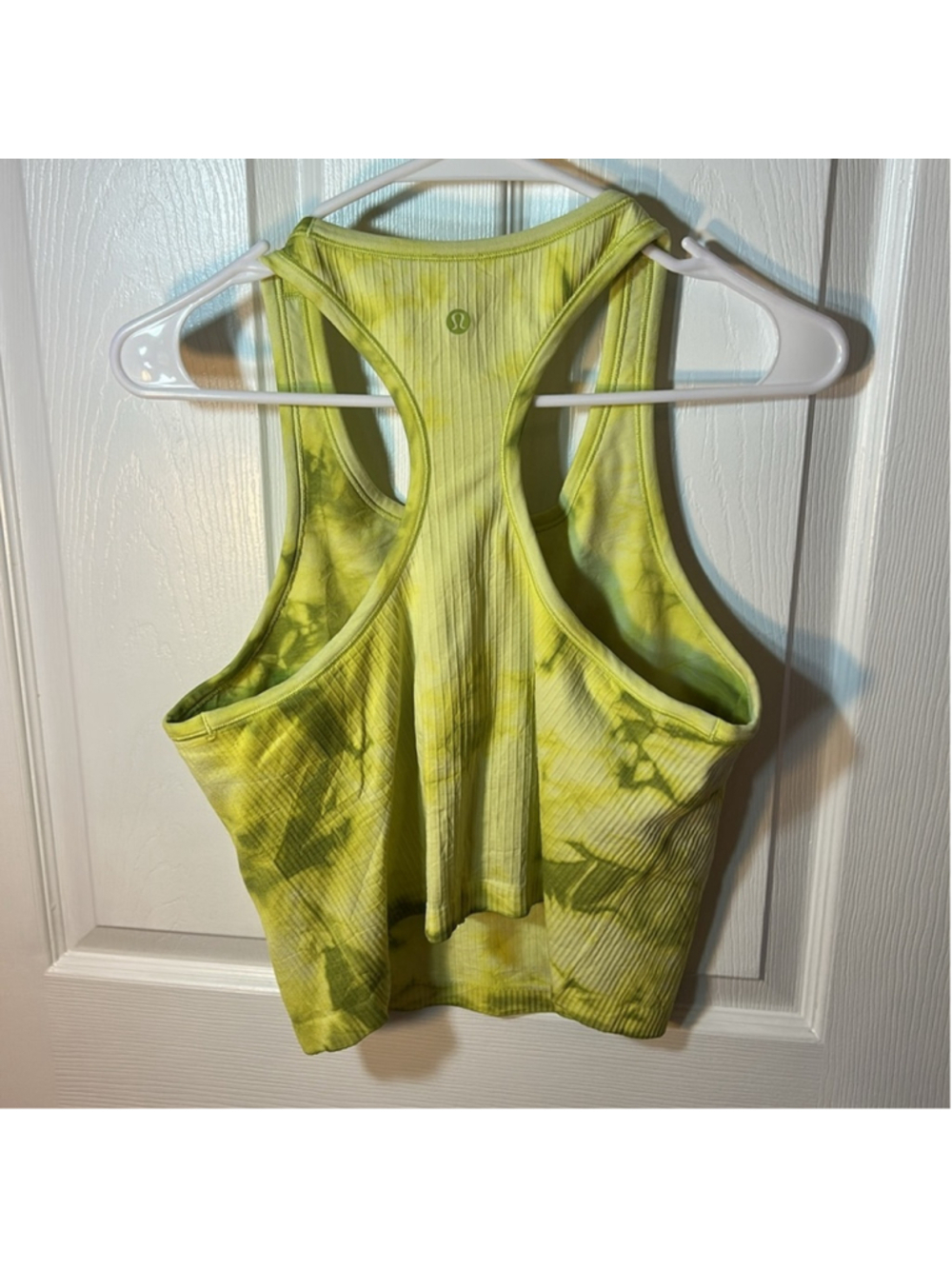 Lululemon Ebb to Street cropped Racer back tank top marble tie dye wasabi sz 12 - Picture 5 of 8